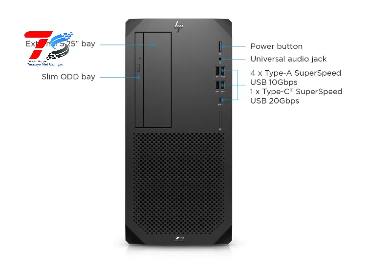 Máy tính để bàn HP Z2 Tower G9 Workstation - 4N3U8AV(I5-14500/8GB /256GB SSD/ LINUX /3Y)